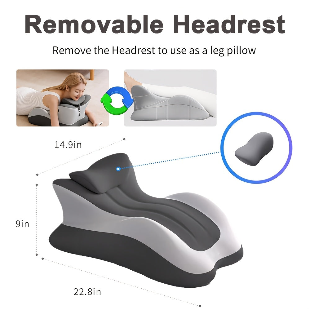 Set of 2 Ergonomic Support Cushions, Including a Smaller Pillow. Versatile Prone Pillow, Breathable for Bed Use, Ideal for Side And Back Sleepers, Made of Memory Foam, with a Removable Cover, Providing Multi-Functional Back Support