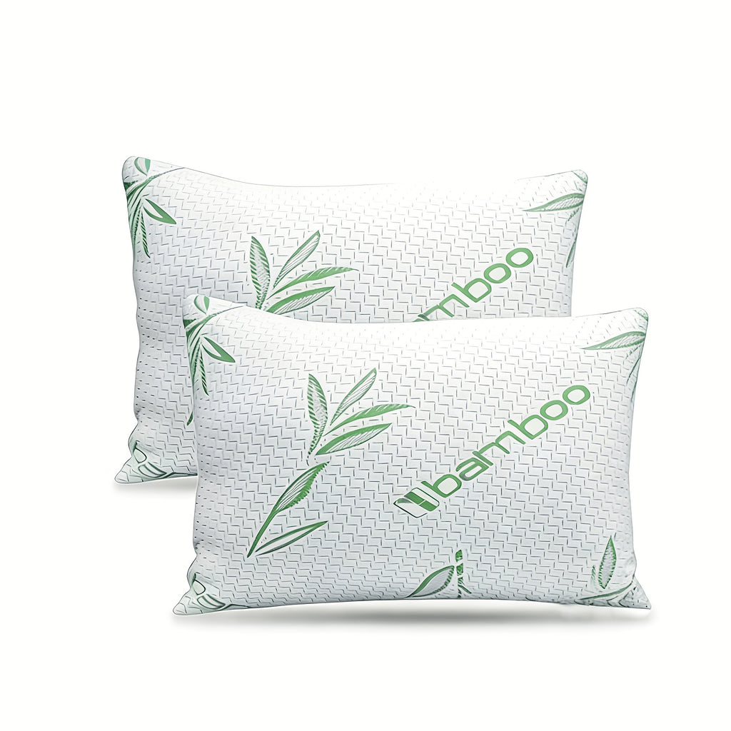 Set of 2 High-Quality Bamboo Pillows Designed to Keep You Cool, Featuring an Instant Cooling Effect And Moisture-Wicking Properties, Ideal for Those Who Sleep Hot. Available in Two Color Options, They Are Both Soft And Supportive
