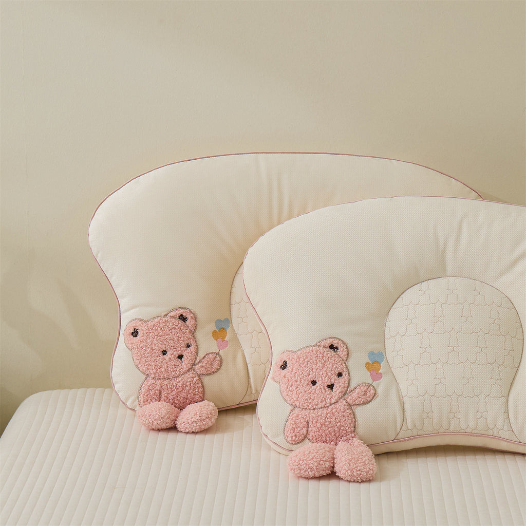 1pc Cute Bear-Shaped Cuddly Pillow with Plush Bear Face & Heart Cutouts - All-Season Neck & Cervical Support, Soft Stuffed Animal Bed Accessory for & s, 100% Polyester Filling (Bed, Sofa, Travel)