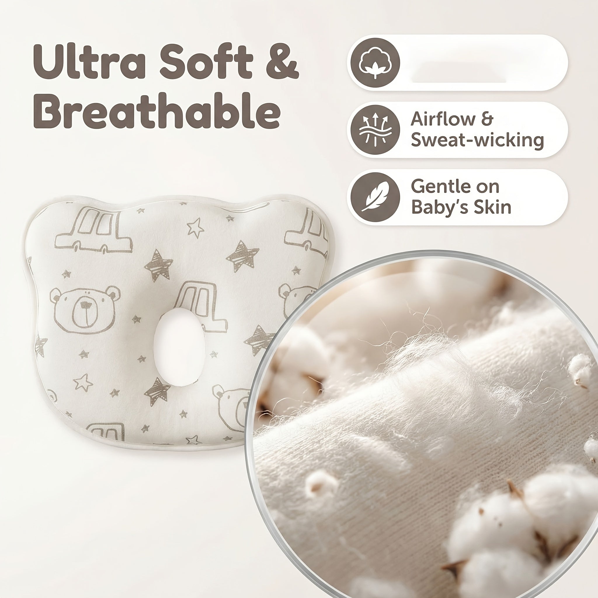 Foam Shaping, Soft And Comfortable, Correcting The Ideal Position, Preventing Flat Head Syndrome