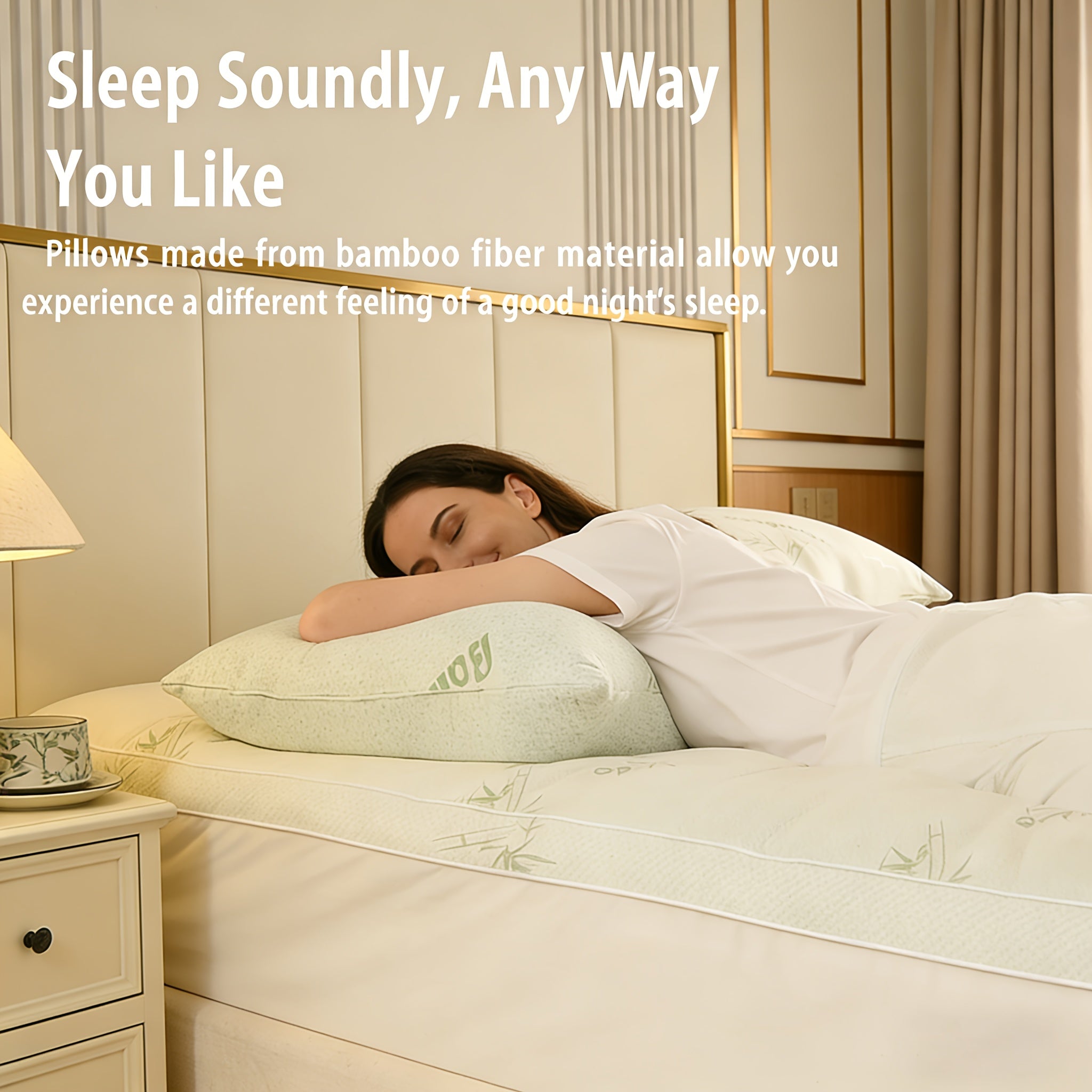 Set of 2 High-Quality Bamboo Pillows Designed to Keep You Cool, Featuring an Instant Cooling Effect And Moisture-Wicking Properties, Ideal for Those Who Sleep Hot. Available in Two Color Options, They Are Both Soft And Supportive