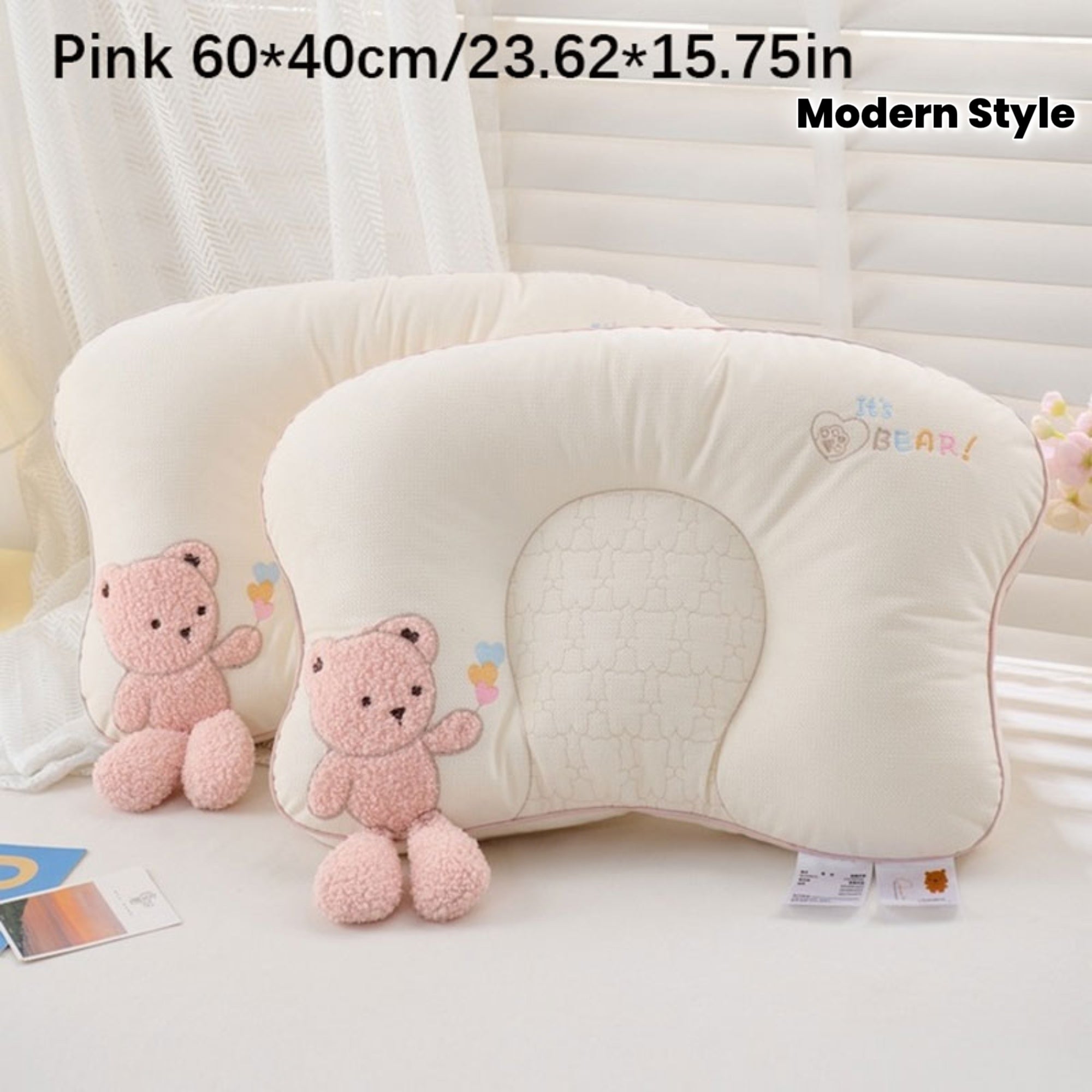 1 Adorable Bear-shaped Pillow • Plush Bear Face and Heart-shaped Cutout • Four-season Neck and Cervical Support • Soft Stuffed Animal Bed Accessory • Comfortable Fit • Supportive • All-season Support • Modern Style • Exquisite Gift
