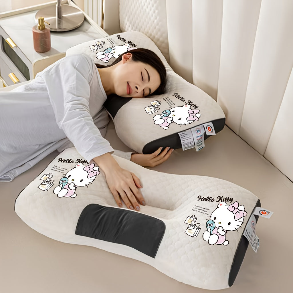 Hello Kitty Themed Pillow by Sanrio, Designed for Ergonomic Support, Featuring a High-Quality Core That Alleviates Neck Strain, Promotes Comfortable Sleep, Serves As a Playful Decor Item, Boasts an Adorable Design, Has Durable Stuffing