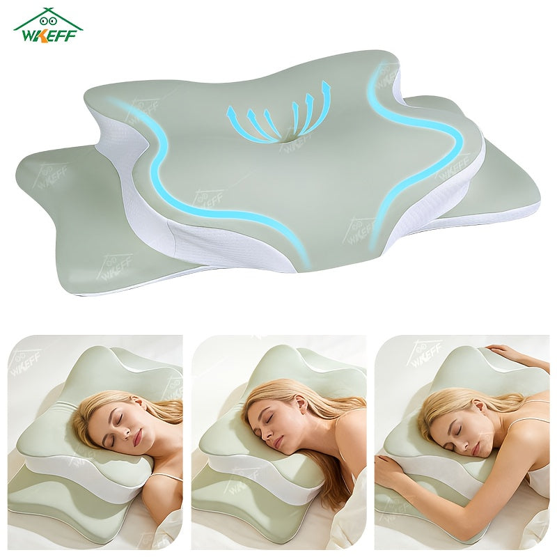 Cervical Pillow, Neck Pillow, Butterfly-Shaped Memory Foam Pillow for Ergonomic Neck, Rebound Relaxation Neck Pillow, Suitable for Back And Side Sleepers, Comes with a Machine-Washable Pillowcase