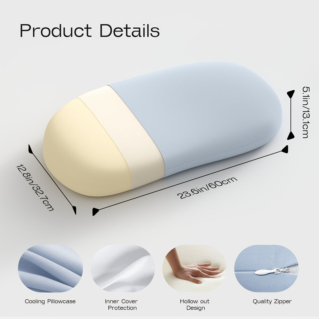 1pc Soft Cloud Pillow, Neck Pillow, Ergonomic design for Side and Stomach Sleepers, Breathable Ice Bed Pillow All Seasons, Smooth and Cool, Close to the Head Curve, Multiple Colors Available