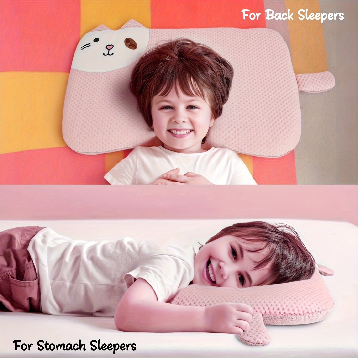 Ultra-Soft Pillow, Ultra-Thin Pillow, All-Season Pillow with Cartoon Design, Includes Pillowcase for Easy Sleep