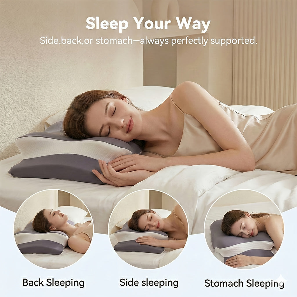 Cervical Pillow, Neck Pillow, Butterfly-Shaped Memory Foam Pillow for Ergonomic Neck, Rebound Relaxation Neck Pillow, Suitable for Back And Side Sleepers, Comes with a Machine-Washable Pillowcase