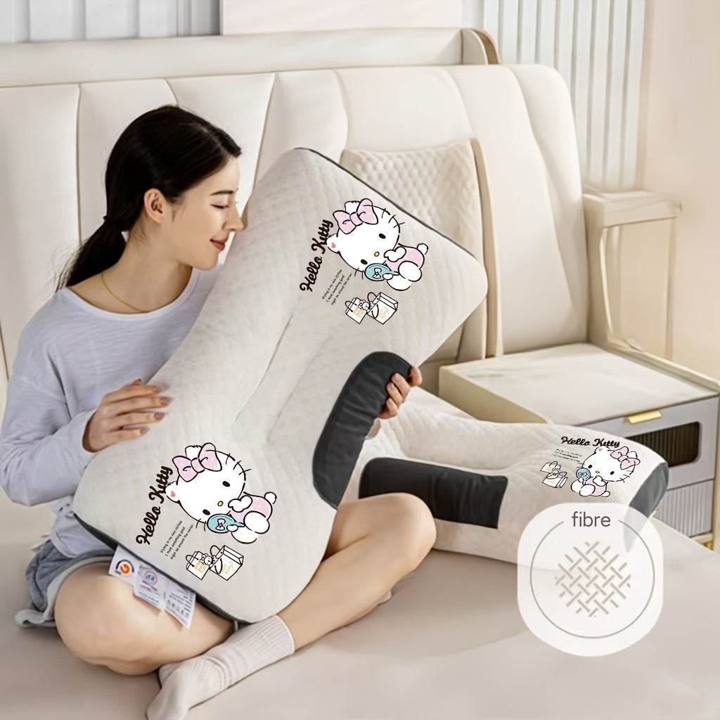 Hello Kitty Themed Pillow by Sanrio, Designed for Ergonomic Support, Featuring a High-Quality Core That Alleviates Neck Strain, Promotes Comfortable Sleep, Serves As a Playful Decor Item, Boasts an Adorable Design, Has Durable Stuffing
